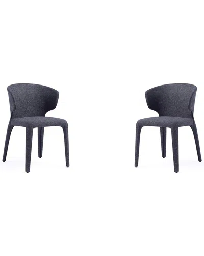 Manhattan Comfort Set Of 2 Conrad Woven Tweed Dining Chairs In Black