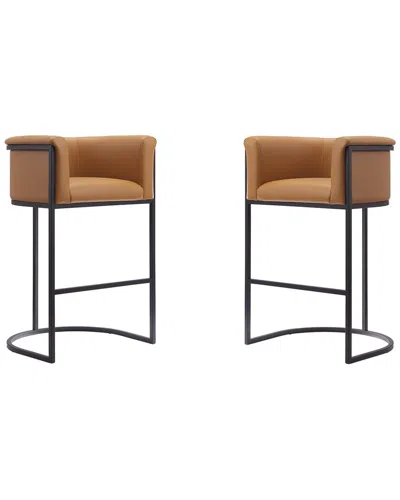 Manhattan Comfort Set Of 2 Cosmopolitan Bar Stools In Brown