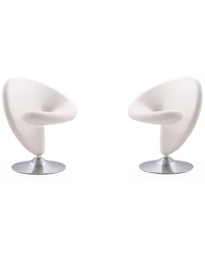 Manhattan Comfort Set Of 2 Curl Swivel Accent Chairs In White