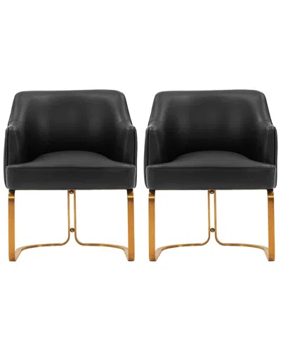 Manhattan Comfort Set Of 2 Edra Dining Armchairs In Black