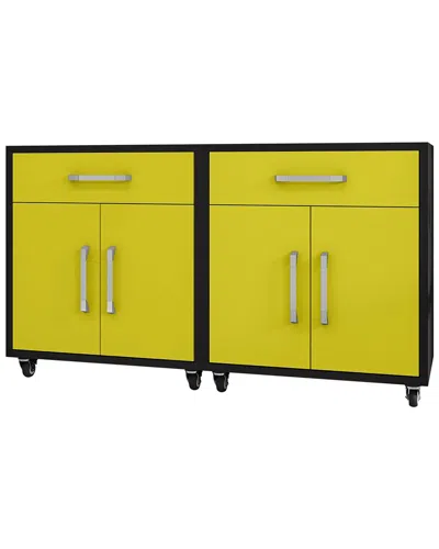 Manhattan Comfort Set Of 2 Eiffel Mobile Garage Cabinets