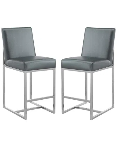 Manhattan Comfort Element 24 Faux Leather Counter Stool In Graphite