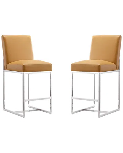 Manhattan Comfort Element 24 Faux Leather Counter Stool In Camel An