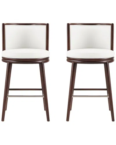 MANHATTAN COMFORT MANHATTAN COMFORT SET OF 2 EVALYN LEATHERETTE BARSTOOLS WITH BEECH WOOD LEGS