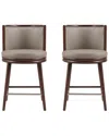 Manhattan Comfort Set Of 2 Evalyn Leatherette Barstools With Beech Wood Legs