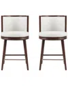 Manhattan Comfort Set Of 2 Evalyn Leatherette Barstools With Beech Wood Legs