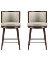 Manhattan Comfort Set Of 2 Evalyn Leatherette Barstools With Beech Wood Legs
