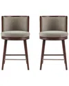 Manhattan Comfort Set Of 2 Evalyn Textured Chenille Barstools With Beech Wood  Legs