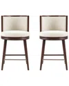 Manhattan Comfort Set Of 2 Evalyn Textured Chenille Barstools With Beech Wood  Legs In Neutral