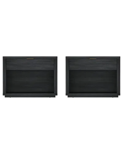 Manhattan Comfort Set Of 2 Evelyn Modern Nightstands 2.0 With 2 Full Extension  Drawers