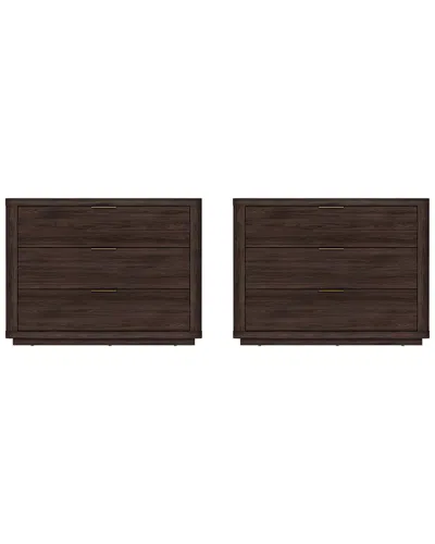 Manhattan Comfort Set Of 2 Evelyn Modern Nightstands 4.0 With 6 Full Extension  Drawers