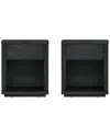 Manhattan Comfort Set Of 2 Evelyn Modern Nightstands With 2 Full Extension  Drawers In Gray