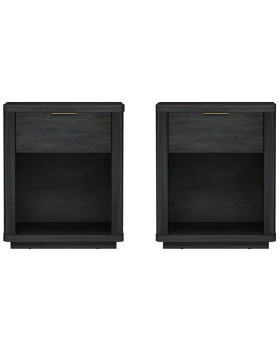 Manhattan Comfort Set Of 2 Evelyn Modern Nightstands With 2 Full Extension  Drawers In Gray