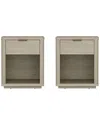 Manhattan Comfort Set Of 2 Evelyn Modern Nightstands With 2 Full Extension  Drawers