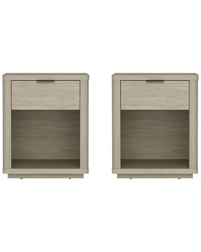 Manhattan Comfort Set Of 2 Evelyn Modern Nightstands With 2 Full Extension  Drawers