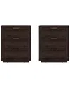 Manhattan Comfort Set Of 2 Evelyn Modern Nightstands With 6 Full Extension  Drawers In Brown