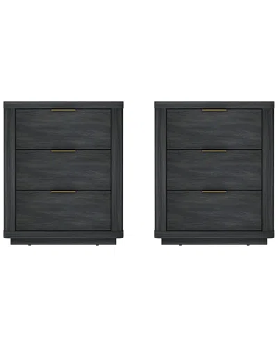 Manhattan Comfort Set Of 2 Evelyn Modern Nightstands With 6 Full Extension  Drawers In Animal Print