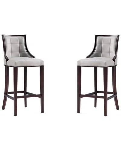 Manhattan Comfort Set Of 2 Fifth Avenue Barstools In Gray
