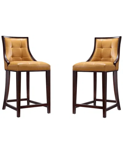 Manhattan Comfort Set Of 2 Fifth Avenue Counter Stools In Orange
