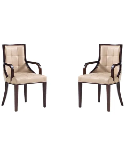 Manhattan Comfort Fifth Avenue Faux Leather Dining Armchair In Tan A In Neutral