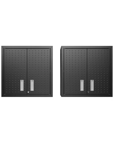 Manhattan Comfort Set Of 2 Fortress Floating Garage Cabinet In Grey