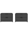 Manhattan Comfort Set Of 2 Grace Modern 28in Nightstands (2-drawer) In Black