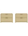 Manhattan Comfort Set Of 2 Grace Modern Nightstands With 4 Drawers In Neutral