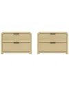 Manhattan Comfort Set Of 2 Grace Modern Nightstands With 4 Drawers In Neutral