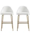 Manhattan Comfort Set Of 2 Gracie Modern Leatherette Barstools With Steel Legs