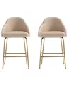 Manhattan Comfort Set Of 2 Gracie Modern Leatherette Barstools With Steel Legs