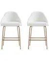 Manhattan Comfort Set Of 2 Gracie Modern Leatherette Barstools With Steel Legs