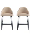 Manhattan Comfort Set Of 2 Gracie Modern Leatherette Barstools With Steel Legs