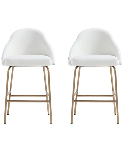 Manhattan Comfort Set Of 2 Gracie Modern Leatherette Counter Stools With Steel  Legs