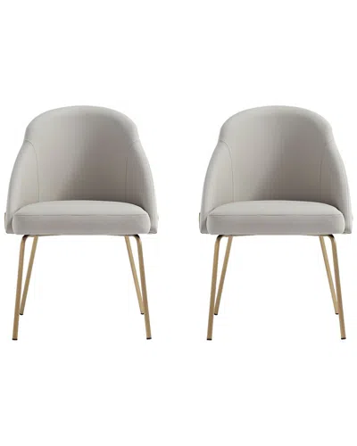 Manhattan Comfort Set Of 2 Gracie Modern Leatherette Dining Chairs With Steel  Legs