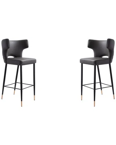 Manhattan Comfort Set Of 2 Holguin Bar Stools In Black