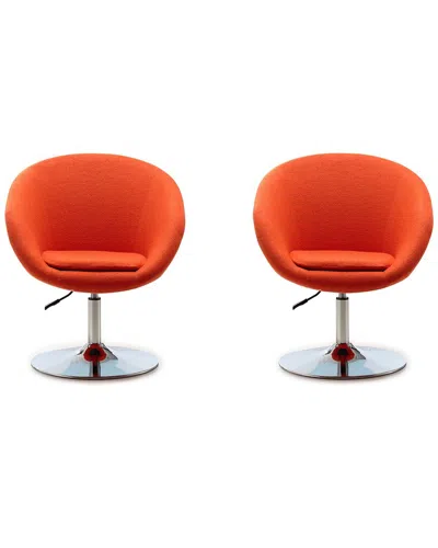Manhattan Comfort Hopper Swivel Adjustable Height Chair In Orange Set Of 2
