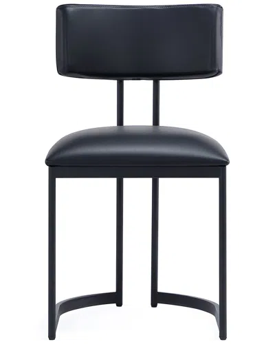 Manhattan Comfort Set Of 2 Juno Metal Vegan Leather Side Chairs In Black