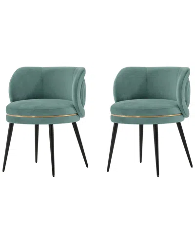 Manhattan Comfort Set Of 2 Kaya Dining Chairs In Mint Green