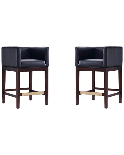 Manhattan Comfort Set Of 2 Kingsley Counter Stools In Blue