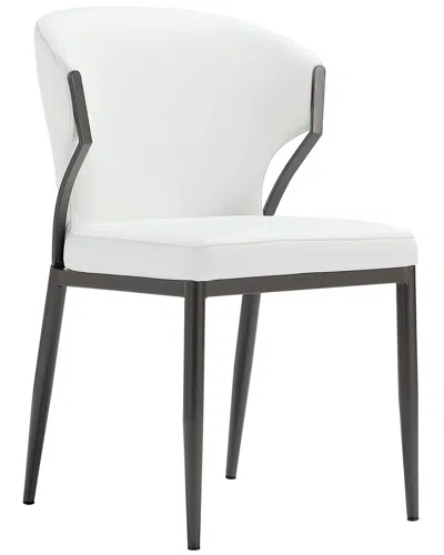 Manhattan Comfort Set Of 2 Kirsten Leatherette Dining Chairs With Metal Legs In White