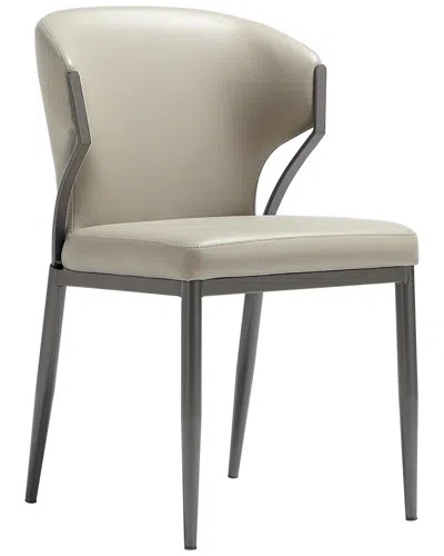 Manhattan Comfort Set Of 2 Kirsten Leatherette Dining Chairs With Metal Legs In Neutral