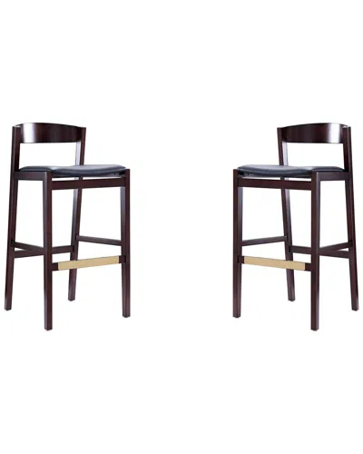 Manhattan Comfort Set Of 2 Klismos Bar Stools In Brown