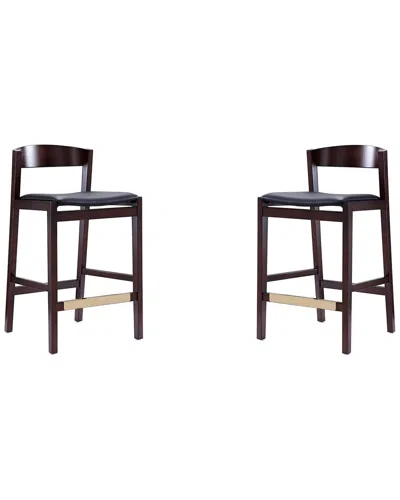 Manhattan Comfort Set Of 2 Klismos Counter Stools In Black