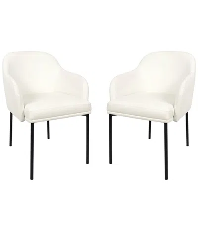 Manhattan Comfort Set Of 2 Loft Metal Vegan Leather Armchairs In White