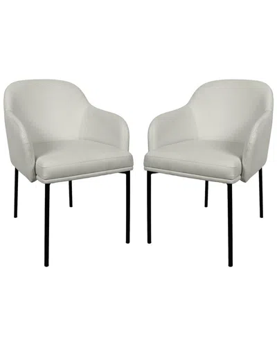 Manhattan Comfort Set Of 2 Loft Metal Vegan Leather Armchairs In Gray