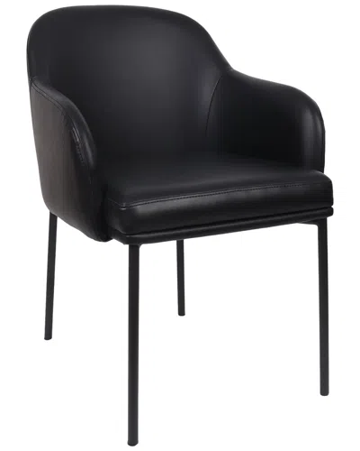 Manhattan Comfort Set Of 2 Loft Metal Vegan Leather Armchairs In Black