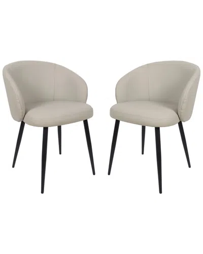 Manhattan Comfort Set Of 2 Looma Metal Vegan Leather Side Chairs In Gray