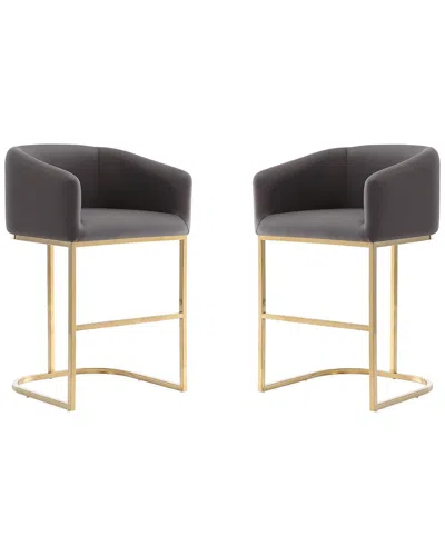 MANHATTAN COMFORT MANHATTAN COMFORT SET OF 2 LOUVRE COUNTER STOOLS