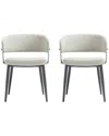 Manhattan Comfort Set Of 2 Luce Textured Leatherette Dining Chairs With Metal  Legs In White