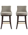 Manhattan Comfort Set Of 2 Lucia Chenille Barstools With Beech Wood Legs